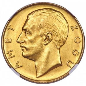 Аверс монеты Албания, 100 франга ари, 1927