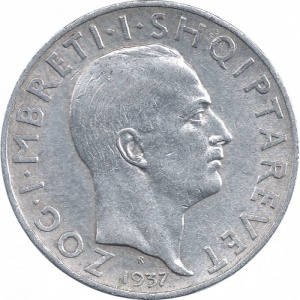 Аверс монеты Албания, 2 франга ари, 1937, 25 лет Независимости