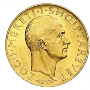 Аверс монеты Албания, 100 франга ари, 1937, 25 лет Независимости
