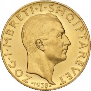 Аверс монеты Албания, 100 франга ари, 1938, Свадьба Короля Зогу I