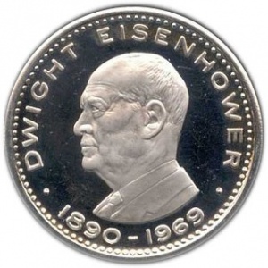 Аверс монеты ОАЭ, 10 риялов, 1970, Годовщина смерти Дуайта Эйзенхауэра