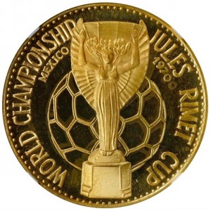 Реверс монеты ОАЭ, 100 риялов, 1970, Чемпионат мира по футболу 1970