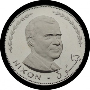 Реверс монеты ОАЭ, 2 рияла, 1969-1970, Президент США Ричард Никсон