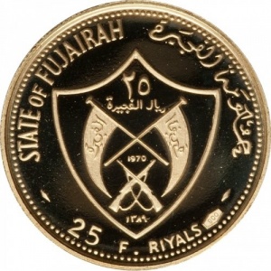Аверс монеты ОАЭ, 25 риялов, 1969-1970, Президент США Ричард Никсон