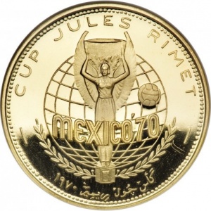 Реверс монеты ОАЭ, 50 риялов, 1970, Чемпионат мира по футболу 1970