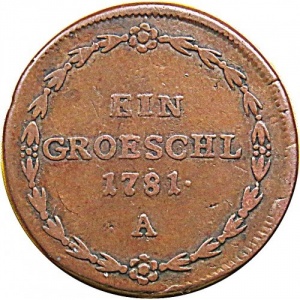 Реверс монеты Богемия, 1 грёшль, 1781-1782