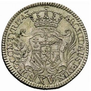 Реверс монеты Богемия, 15 крейцеров, 1743-1745