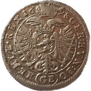 Реверс монеты Богемия, 3 крейцера, 1688-1709