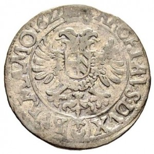 Реверс монеты Богемия, 15 крейцеров, 1622-1623, Отметка МД "полумесяц и звезда" - Прага