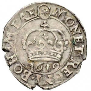Аверс монеты Богемия, 3 крейцера, 1619, Отметка МД "звезда" - Куттенберг