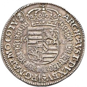 Реверс монеты Богемия, ¼ талера, 1612, Отметка МД "голова льва" - Иоахимсталь