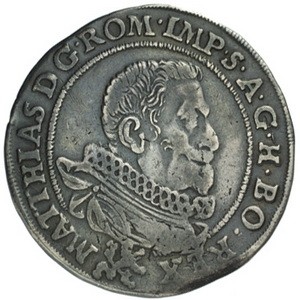 Аверс монеты Богемия, ¼ талера, 1613-1618, Отметка МД "полумесяц и звезда" - Прага