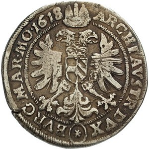Реверс монеты Богемия, ¼ талера, 1613-1619