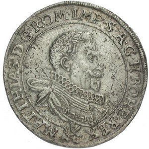 Аверс монеты Богемия, ½ талера, 1613-1619, Отметка МД "полумесяц и звезда" - Прага
