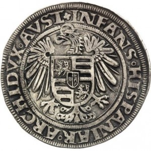 Реверс монеты Богемия, 1 талер, 1548-1559, Герб Австрии как отметка МД