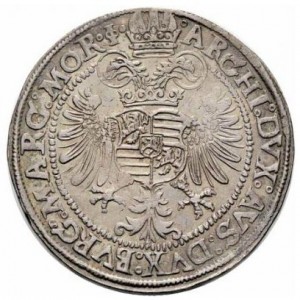 Реверс монеты Богемия, 1 талер, 1573-1576, Отметка МД "голова козла" - Иоахимсталь
