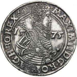 Аверс монеты Богемия, 1 талер, 1574-1577, Отметка МД "собачья голова" - Будеёвице
