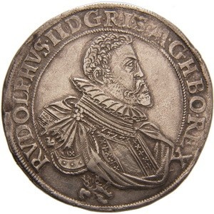 Аверс монеты Богемия, 1 талер, 1603-1611, Отметка МД "собачья голова" - Будеёвице
