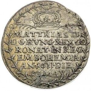 Реверс монеты Богемия, ½ талера, 1611, Коронация Матиаса Королем Богемии