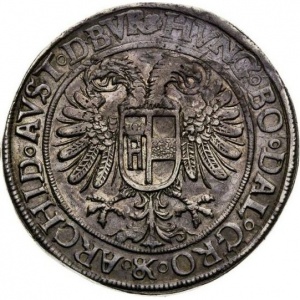 Реверс монеты Богемия, 1 талер, 1590, Три императора