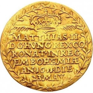 Аверс монеты Богемия, 1½ дуката, 1611, Коронация Матиаса Королем Богемии