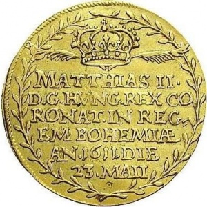Реверс монеты Богемия, 2 дуката, 1611, Коронация Матиаса Королем Богемии