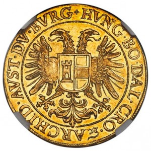 Реверс монеты Богемия, 5 дукатов, 1612, Три императора