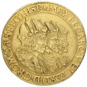 Реверс монеты Богемия, 10 дукатов, 1612, Три императора /орел на аверсе/