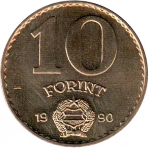 Реверс монеты Венгрия, 10 форинтов, 1990