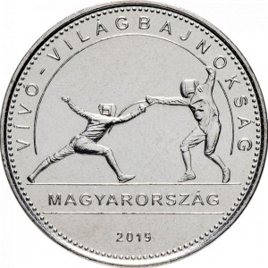 Аверс монеты Венгрия, 50 форинтов, 2019, Чемпионат мира по фехтованию 2019, Будапешт