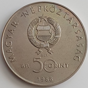 Аверс монеты Венгрия, 50 форинтов, 1988, 25 лет Всемирному фонду дикой природы