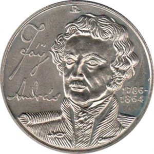 Реверс монеты Венгрия, 100 форинтов, 1986, 200 лет со дня рождения Андраша Файя