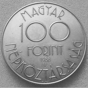 Аверс монеты Венгрия, 100 форинтов, 1988, Чемпионат мира по футболу 1990