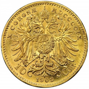 Реверс монеты Венгрия, 10 крон, 1909