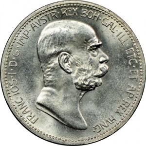 Аверс монеты Венгрия, 1 крона, 1908, 60 лет правлению