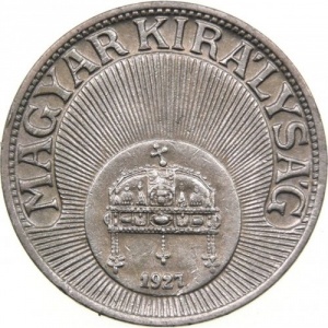 Аверс монеты Венгрия, 20 филлеров, 1926-1940