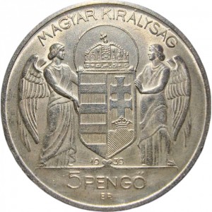 Аверс монеты Венгрия, 5 пенгё, 1939, Адмирал Хорти