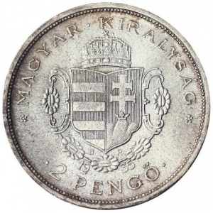 Аверс монеты Венгрия, 2 пенгё, 1935, 200 лет со дня смерти Ференца II Ракоци