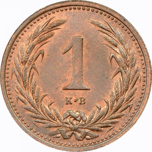 Реверс монеты Венгрия, 1 филлер, 1892-1914