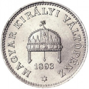 Аверс монеты Венгрия, 20 филлеров, 1892-1914