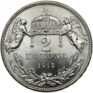 Реверс монеты Венгрия, 2 кроны, 1912-1914