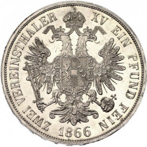 Реверс монеты Венгрия, 2 союзных талера, 1866-1867