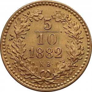 Реверс монеты Венгрия, 5/10 крейцера, 1882