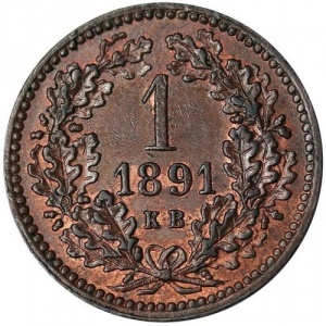 Реверс монеты Венгрия, 1 крейцер, 1891-1892
