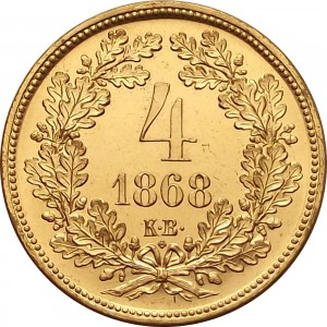 Реверс монеты Венгрия, 4 крейцера, 1868