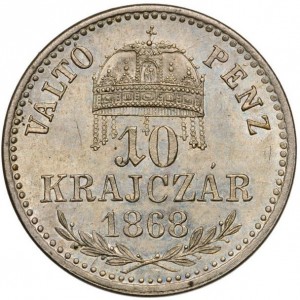 Реверс монеты Венгрия, 10 крейцеров, 1868