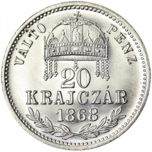 Реверс монеты Венгрия, 20 крейцеров, 1868