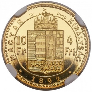 Реверс монеты Венгрия, 4 форинта, 1890-1892