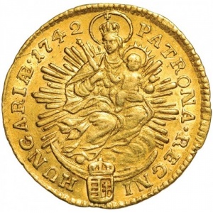 Реверс монеты Венгрия, 1 дукат, 1741-1745, Отметка монетного двора "KB" - Кремница