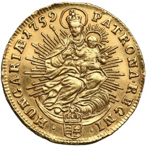 Реверс монеты Венгрия, 1 дукат, 1746-1765, Отметка монетного двора "KB" - Кремница